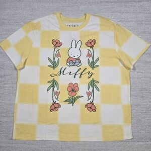 BoxLunch Miffy Checkered Dyed Tee Shirt Women Sz XL Short Sleeve